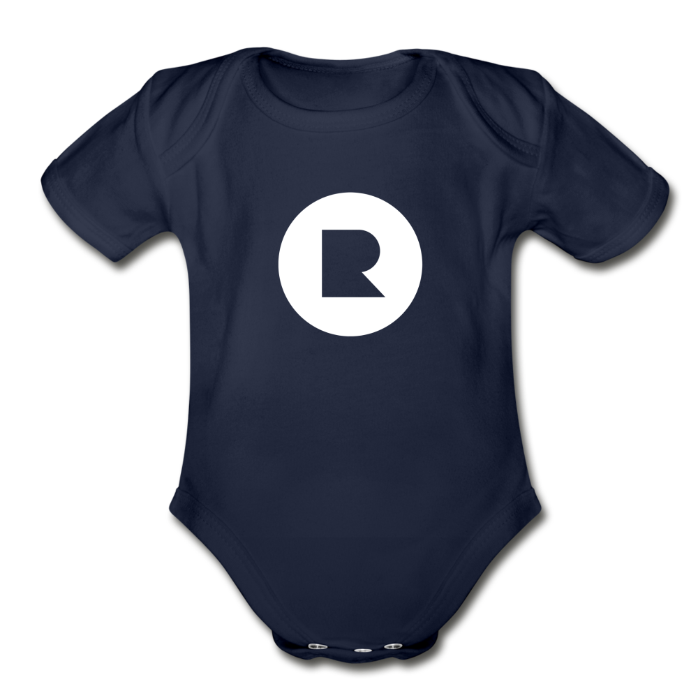 Organic Short Sleeve Recess Baby Bodysuit - dark navy