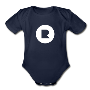 Organic Short Sleeve Recess Baby Bodysuit - dark navy